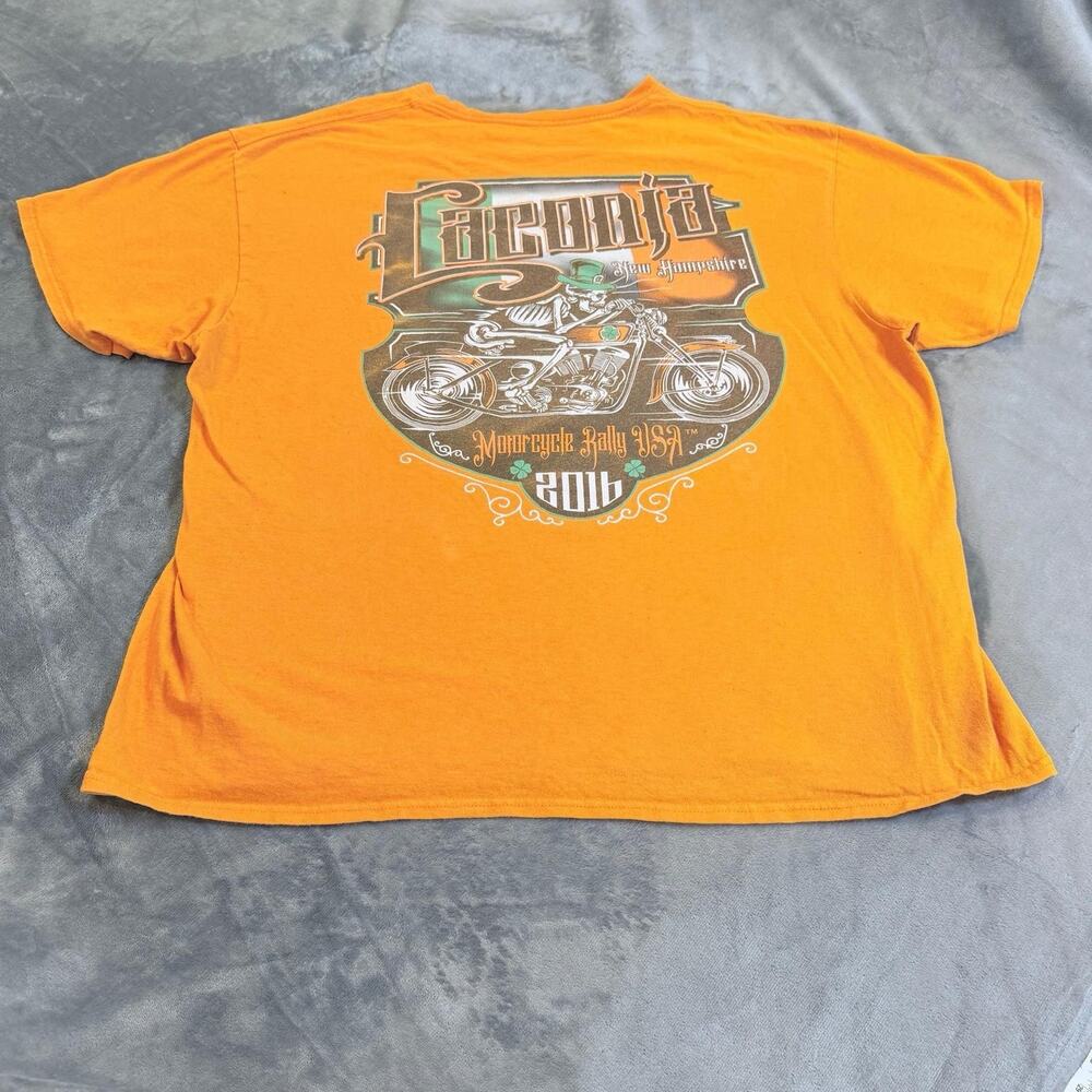 Laconia Motorcycle Rally USA 2016 Graphic T-Shirt Sz 2XL Orange Grunge Punk